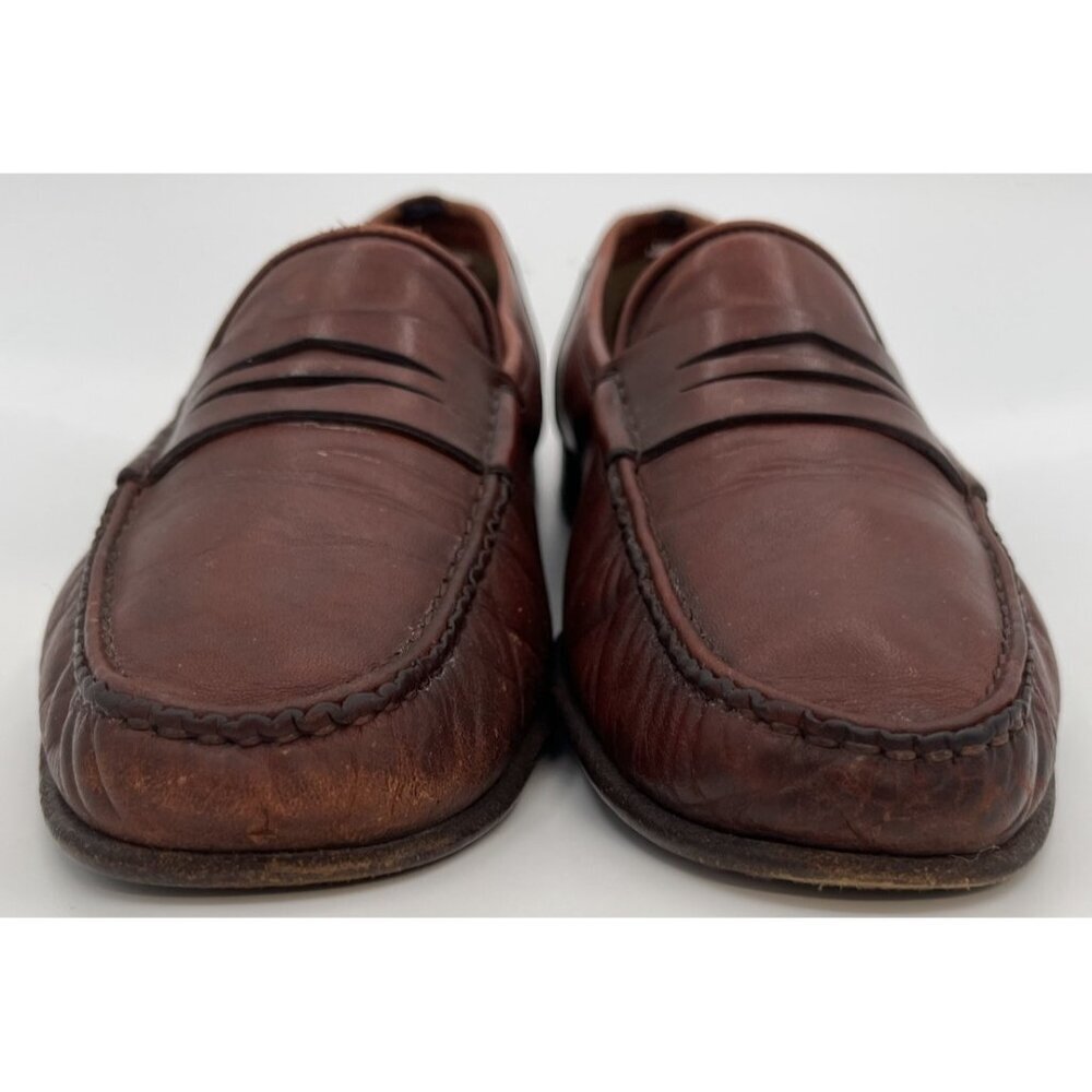 Santoni Brown Leather Penny Loafers Men’s Size 9D Dress Shoes Made In Italy - Picture 7 of 11